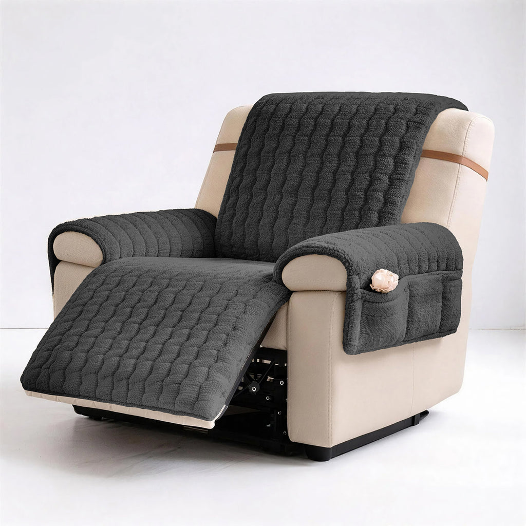 Plush Sherpa Recliner Chair Cover – Non-Slip T-Cushion Protector