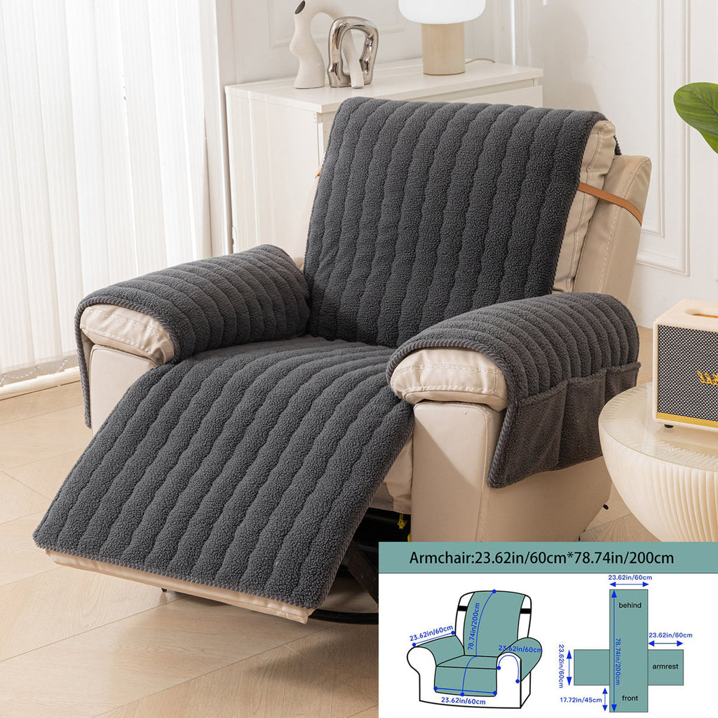 Plush Sherpa Recliner Chair Cover – Non-Slip T-Cushion Protector