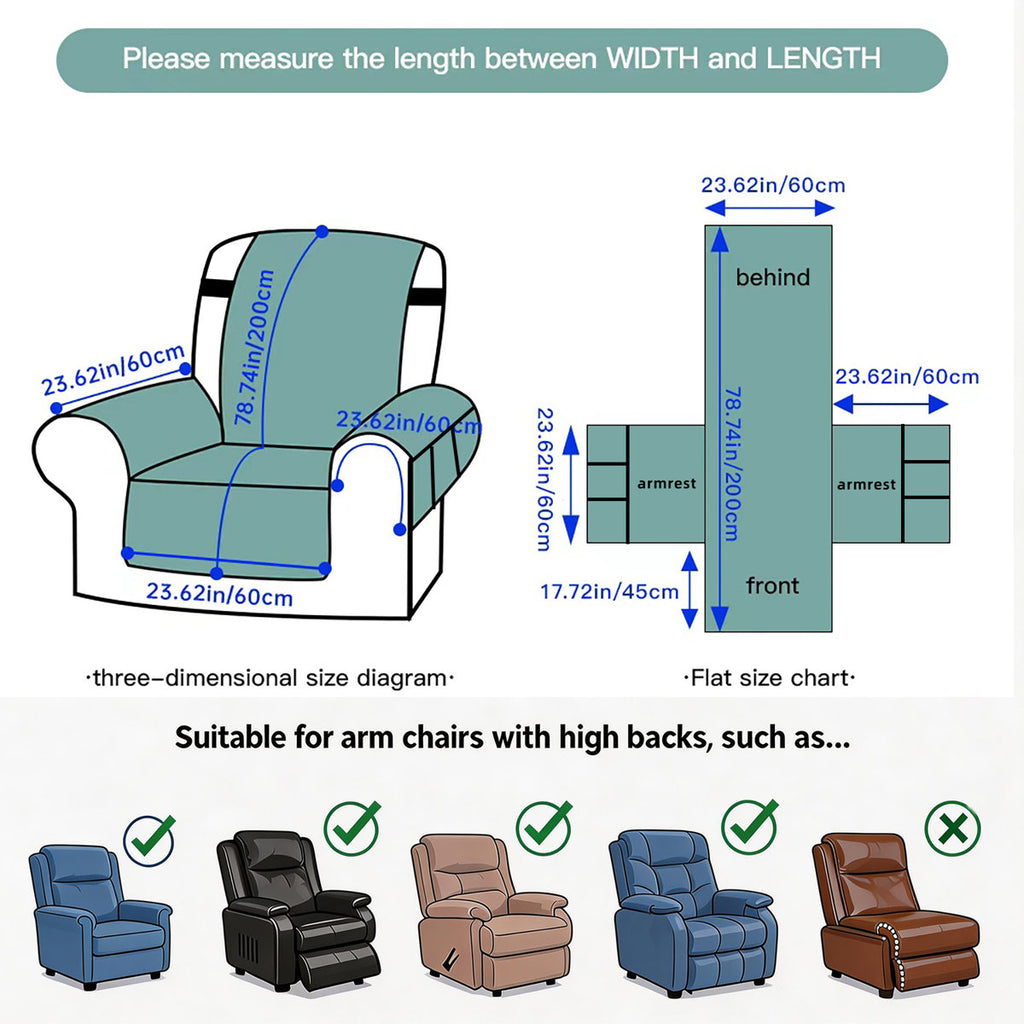 Plush Sherpa Recliner Chair Cover – Non-Slip T-Cushion Protector