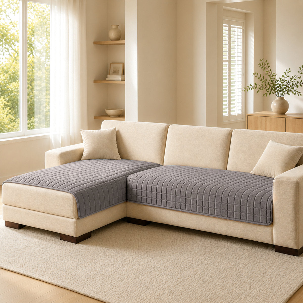 Yantheti A01 quilted sectional sofa cushion cover 1