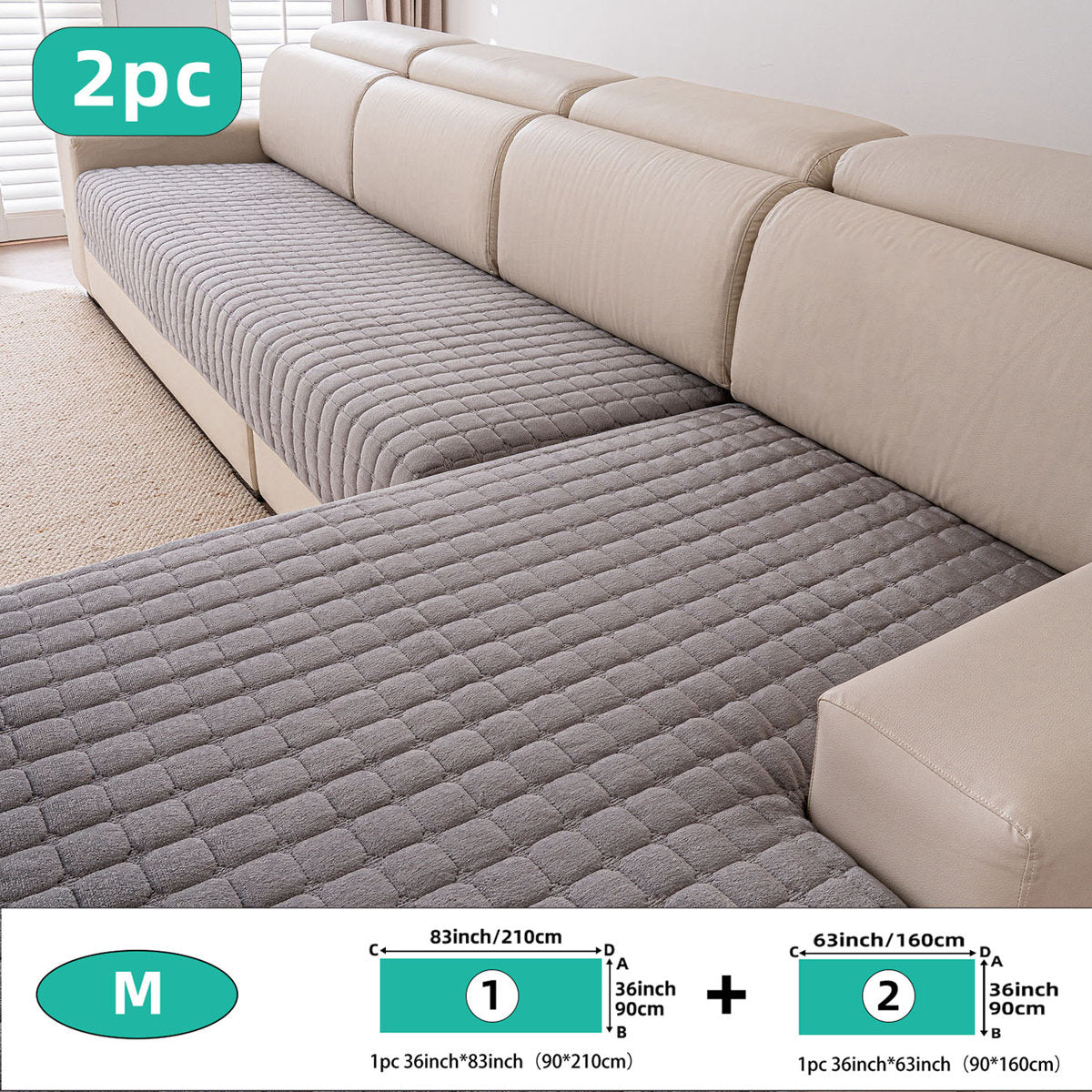 Yantheti A01 quilted sectional sofa cushion cover 7