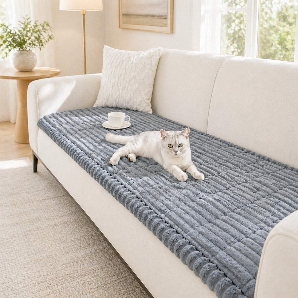 Yantheti A07 soft striped plush sofa cover 1