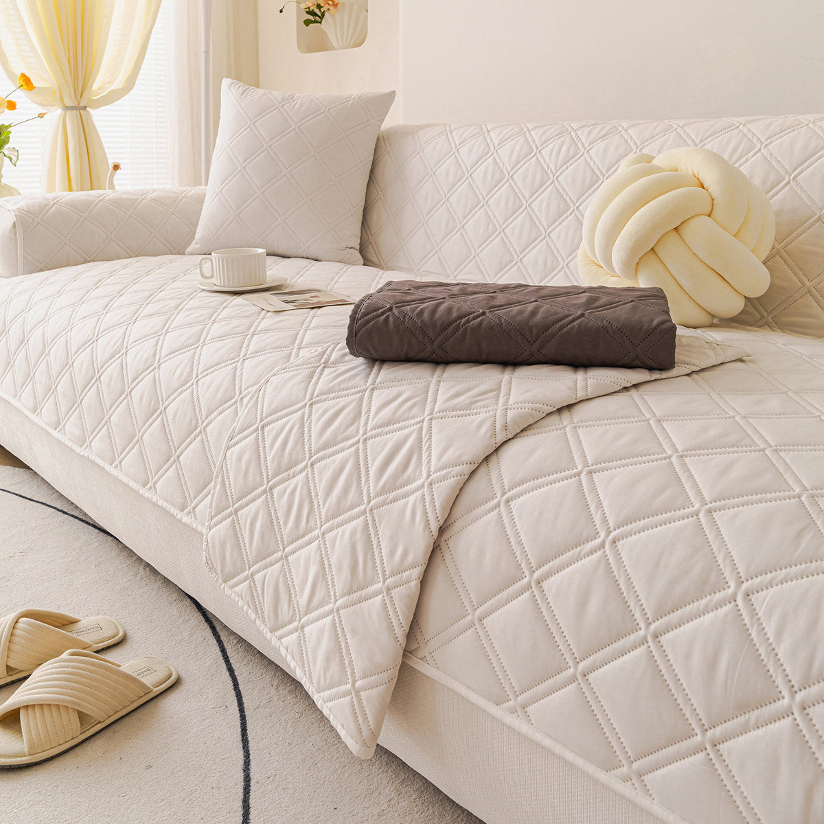 Yantheti A17 diamond plaid sofa cover 4