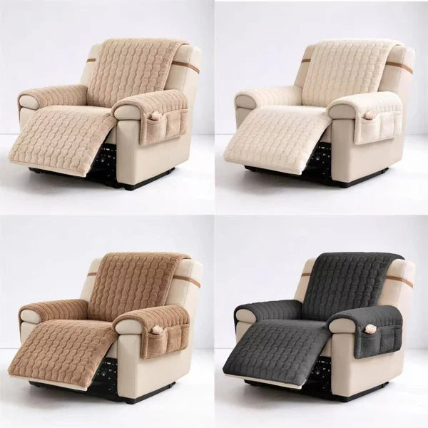 Plush Sherpa Recliner Chair Cover – Non-Slip T-Cushion Protector